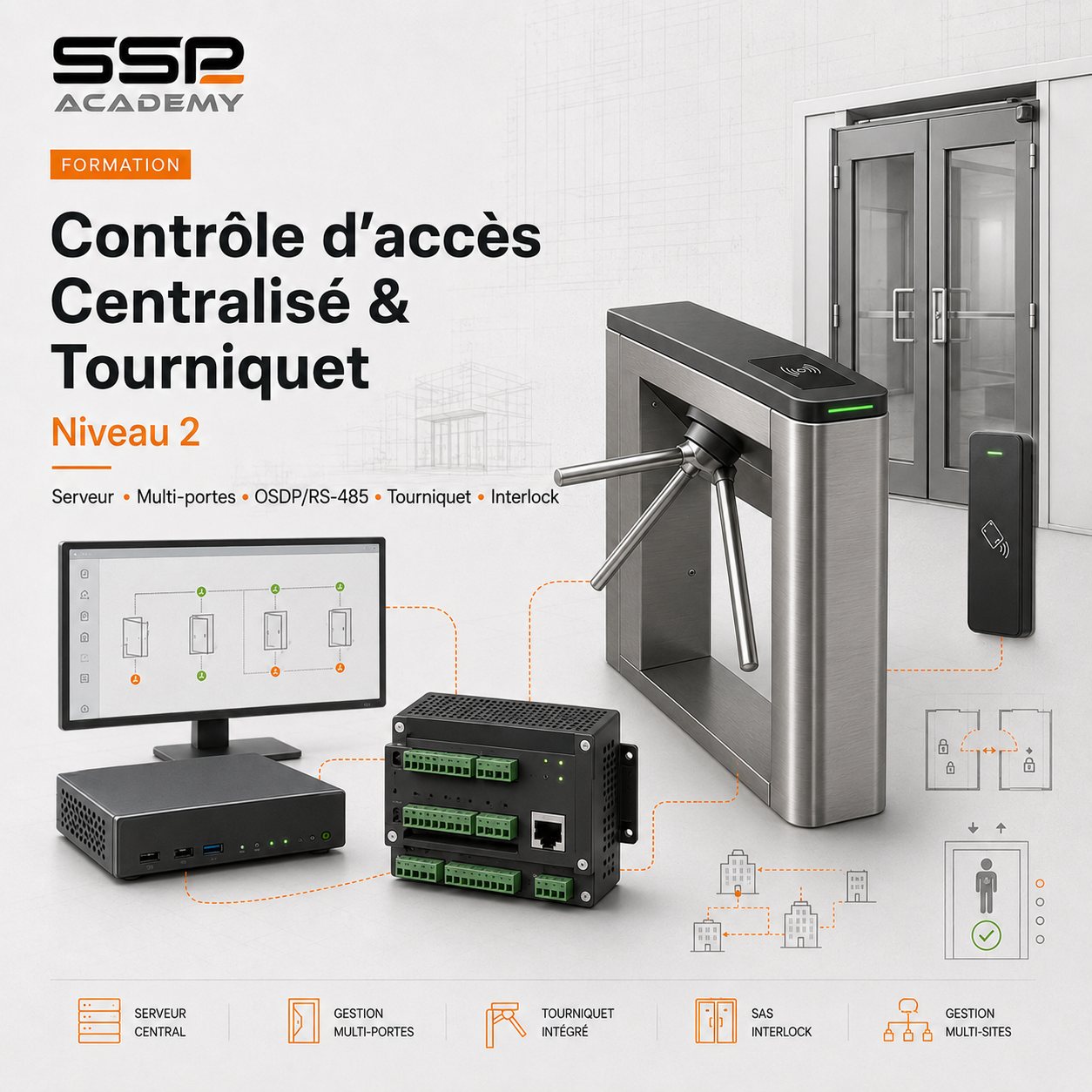 Contrôle d'accès Centralisé & Tourniquet – Niveau 2